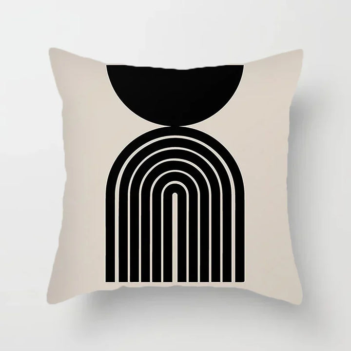 Aurum Cushion Cover - Modern Black-White Cushion Cover with Abstract Art Print Kalsten