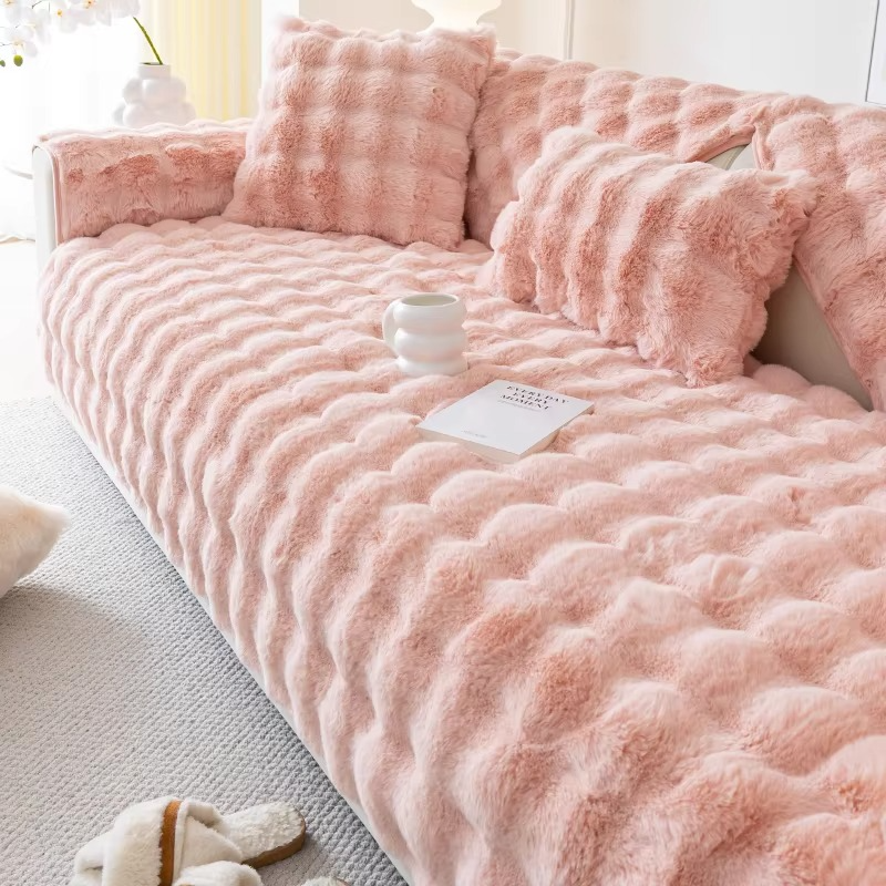 Plush Faux Fur Sofa Cover