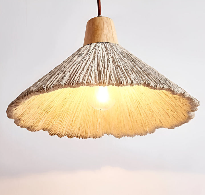 Pendant Light Cement 13.8 in Cream Dining Room Kitchen Island Hanging Ceiling Minimalist Wabi Sabi Rustic Fixture | Kalsten
