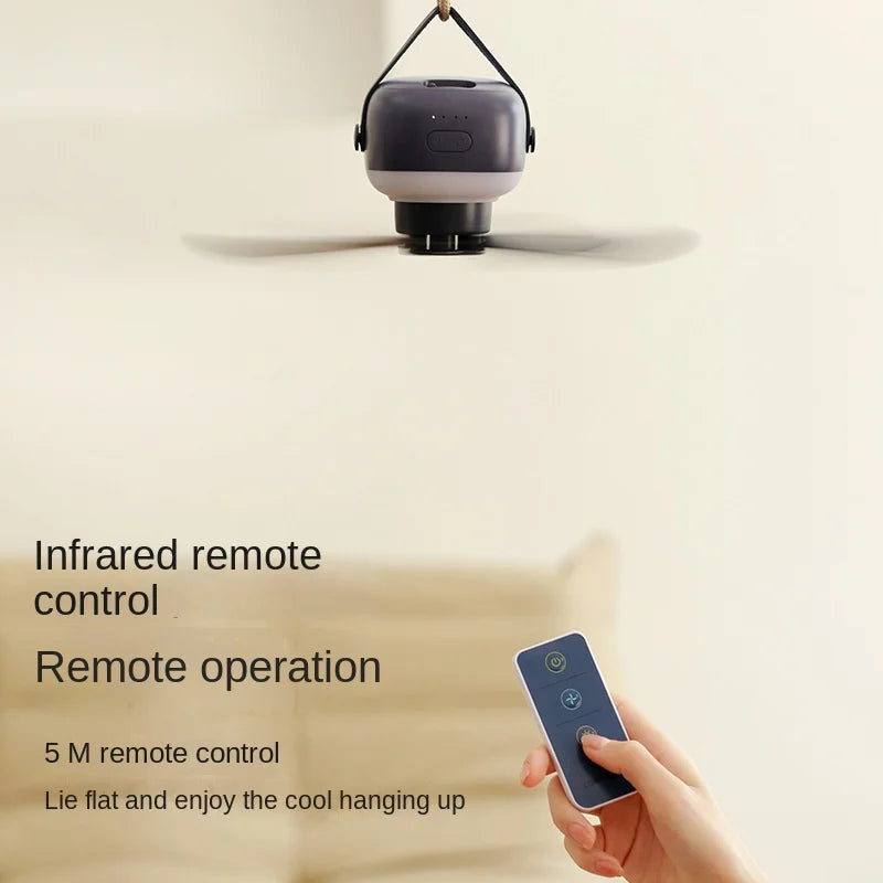 Portable Wireless Mini Ceiling Fan – USB Fan with Remote Control, Stand, Night Light for Home, Outdoor & Camping | Kalsten