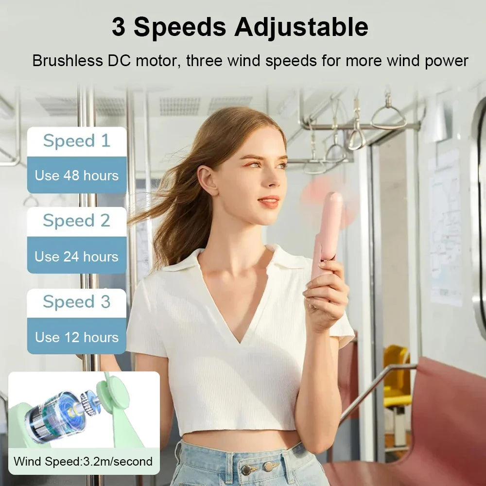 Portable Mini Handheld USB Fan – Rechargeable Folding Pocket Fan with Battery, Cooling Hand Fan and Power Bank Function | Kalsten