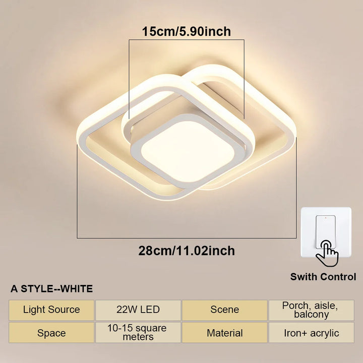 Modern LED Aisle Ceiling Light – 2-Ring Surface-Mounted Lighting Fixture for Hallway, Balcony, and Indoor Spaces | Kalsten