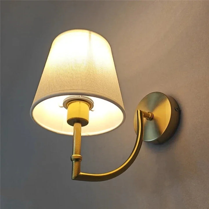 Nordic Minimalist Wall Lamp – Modern Linen Lampshade with Elbow Design for Living Room, Bedroom, and Staircase | Kalsten