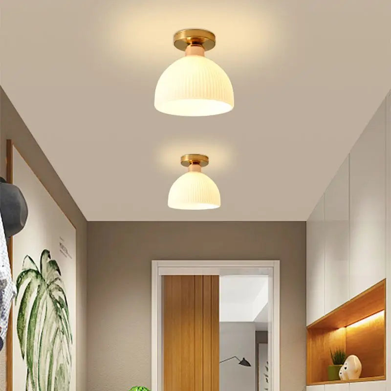 Ceramics Glass LED Corridor Ceiling Lamp for Aisle, Corridor, Cloakroom, Balcony Nordic E27 Acrylic Chandelier Rest Light Fixtures | Kalsten