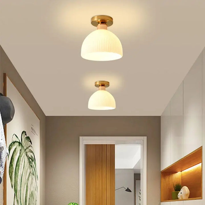 Ceramics Glass LED Corridor Ceiling Lamp for Aisle, Corridor, Cloakroom, Balcony Nordic E27 Acrylic Chandelier Rest Light Fixtures | Kalsten
