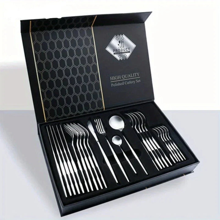 Golden Cutlery Set Luxury – 24-Piece For Stylish Dining Experience Kalsten