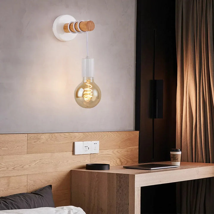 Modern Minimalist E27 Wood Wall Light – LED Wall Sconce for Bedroom, Kitchen, Dining Room, and Stairway, Indoor & Outdoor Home Lighting | Kalsten