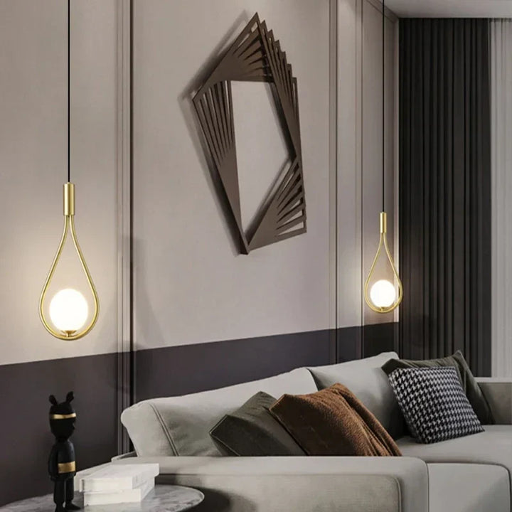 Modern LED Pendant Light – Nordic Frosted Glass Ball Chandelier with G9 Bulb for Bedroom, Living Room, and Dining Room | Kalsten