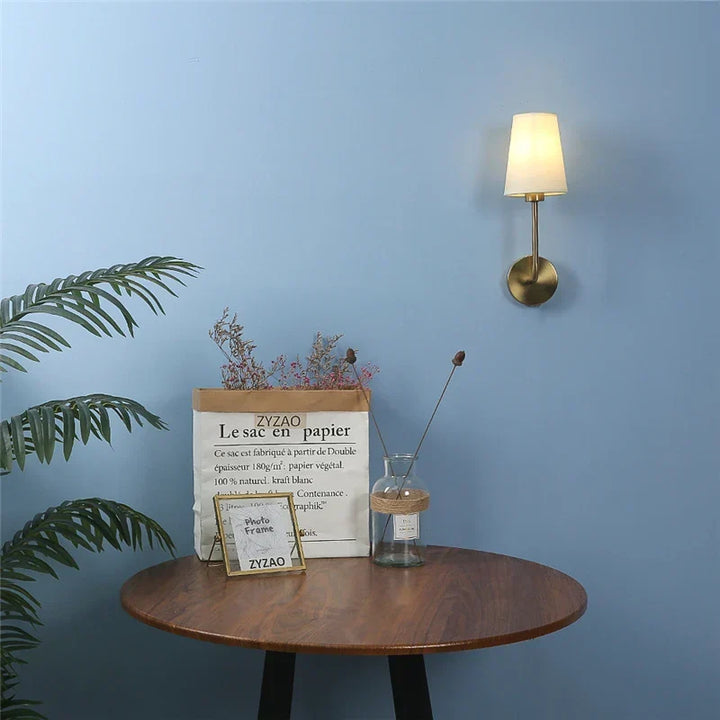 Nordic Minimalism LED Wall Lamp – Modern Linen Lampshade for Living Room, Bedroom, and Stairway Decor | Kalsten