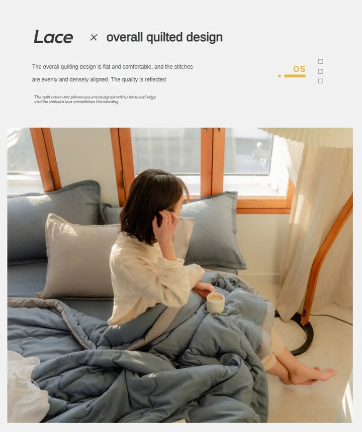 2024 Japanese Cotton-Polyester Summer Quilt – Lightweight, Washable, Skin-Friendly Solid Color Quilt | Kalsten