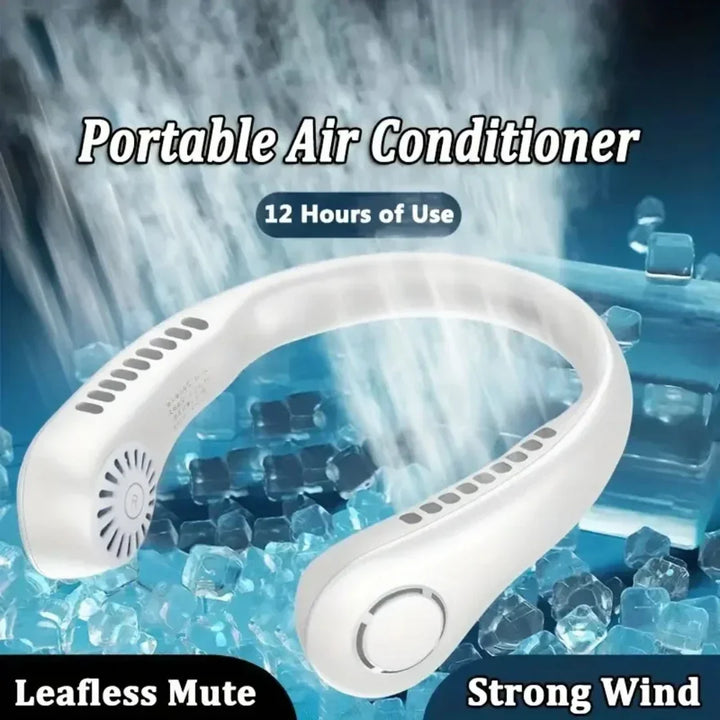 Portable Mini Neck Hanging Fan - Air-Cooled, Wearable USB Fan for Outdoor Sports, Running, Travel, Blade-Free Design | Kalsten