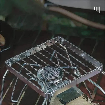 BowLift | FlameRack Folding Grill Stand | Stainless Steel & Foldable | For Outdoor & Camping | 3 cm Packed Size