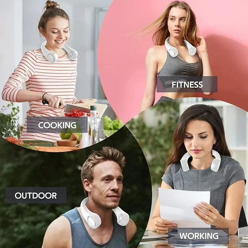 Portable Mini Neck Hanging Fan – Wearable USB Air-Cooled Fan for Summer, Outdoor Sports, Running, Travel, No Blades Design | Kalsten