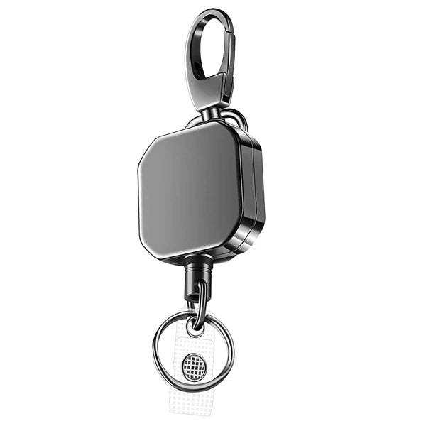 Retractable Metal Carabiner Keychain with Steel Cable