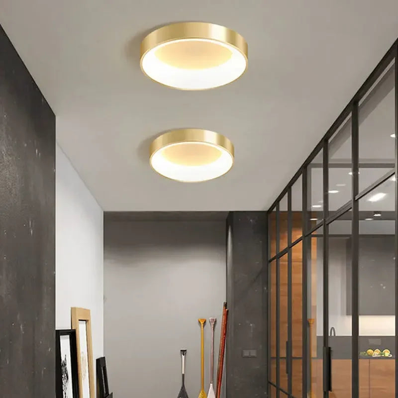 Modern LED Ceiling Light – Dimmable Gold Surface-Mounted Lamp for Master Bedroom, Study, Balcony, and Corridor | Kalsten