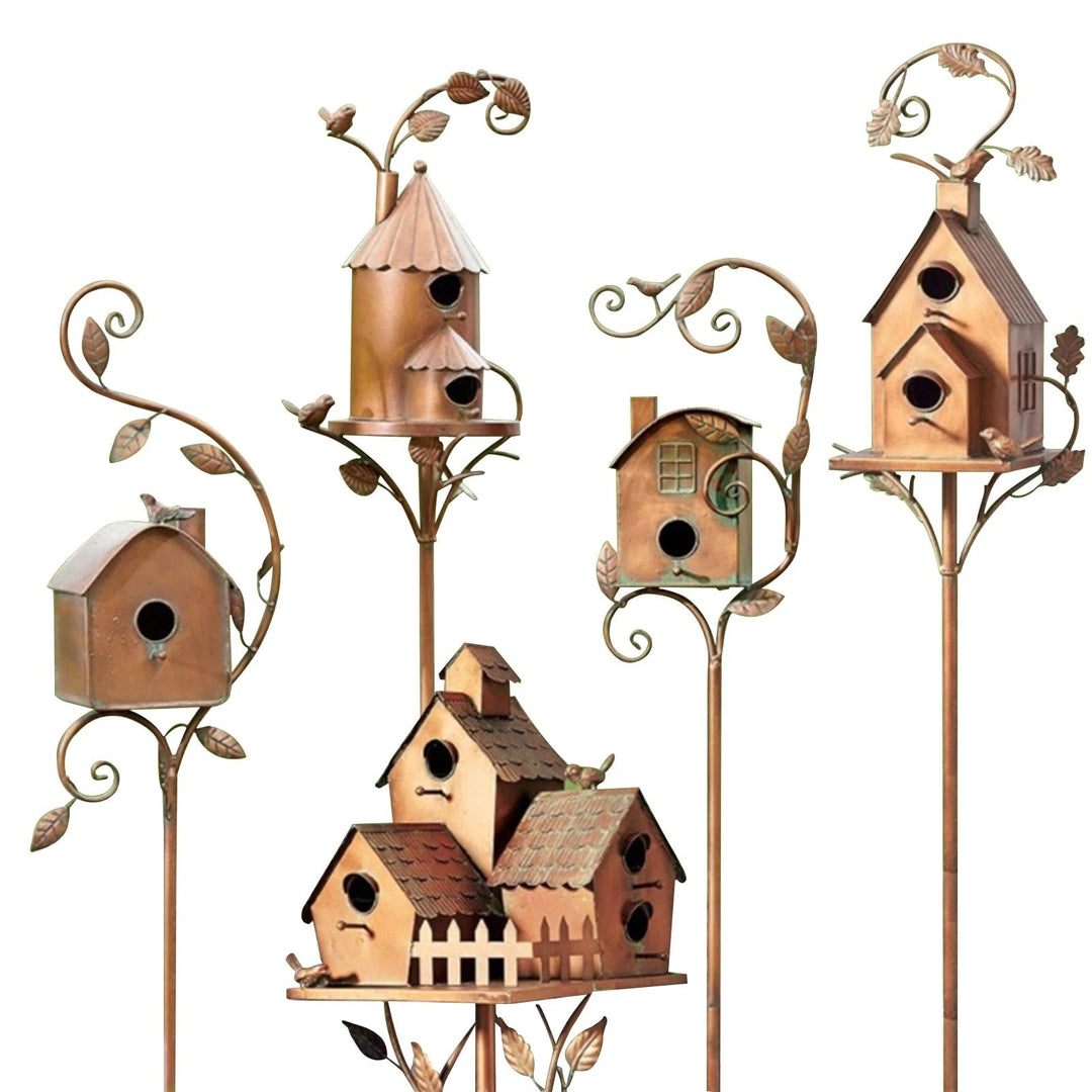Kalsten | Metal Art Birdhouse on Garden Stake - FeatherNest