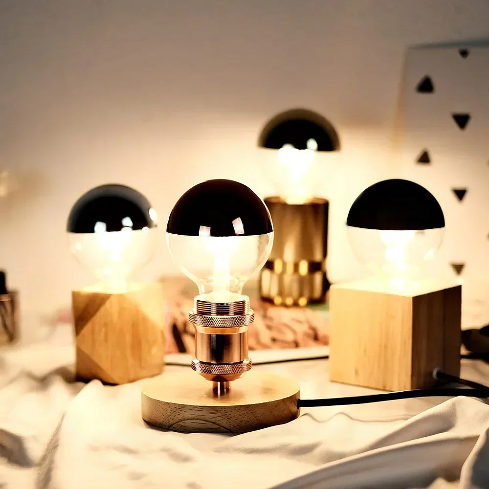 Vintage LED Bulb – Retro Table Lamp with Wooden Base | Kalsten
