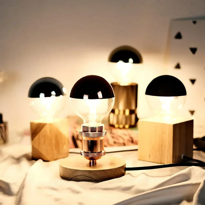Vintage LED Bulb – Retro Table Lamp with Wooden Base | Kalsten