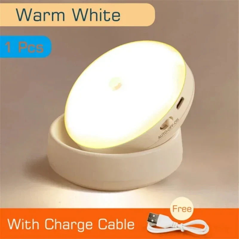 Motion Sensor LED Night Light – USB Rechargeable, Intelligent Human Induction for Bedside, Wardrobe, and Cabinet Lighting | Kalsten