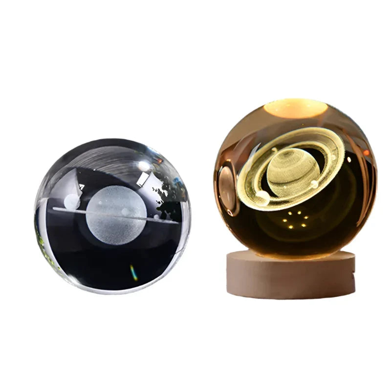 3D Crystal Night Light LED - Starry Sky Projector with Wooden Base, Romantic Lighting for Bedroom & Gifts | Kalsten