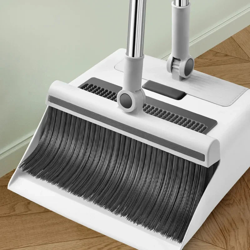 Kalsten | Cleanuvo 3-in-1 broom set | Broom with floor brush & stand-up scoop | Extra long handle & hair-repellent | Household cleaning set