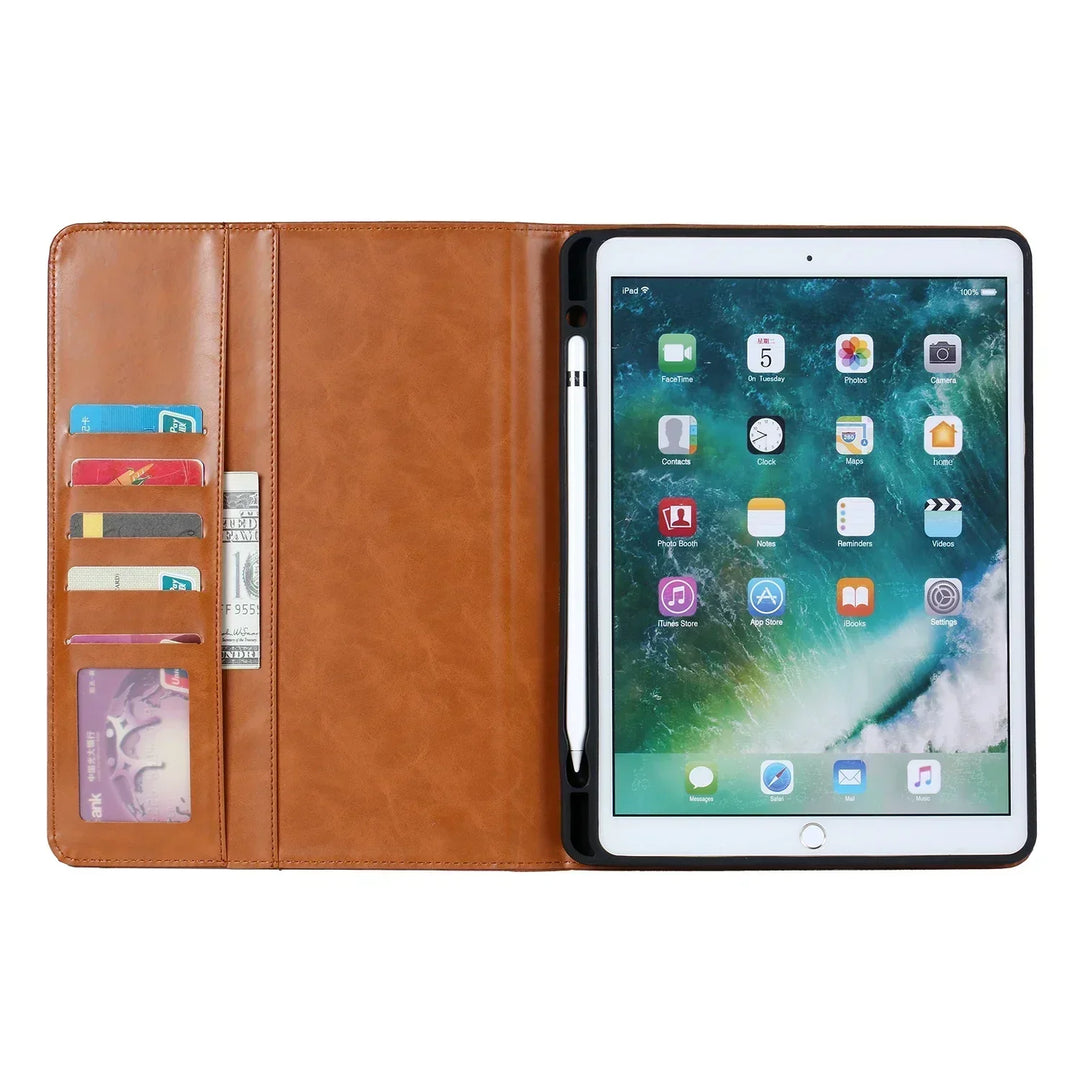 Kalsten | Leather Flip Case for iPad 9.7 (2017-2018), 10.2 (7th/8th Gen), Air 2/3/4, Pro 9.7/10.5/11 - Waterproof, Shockproof, Business Tablet Case