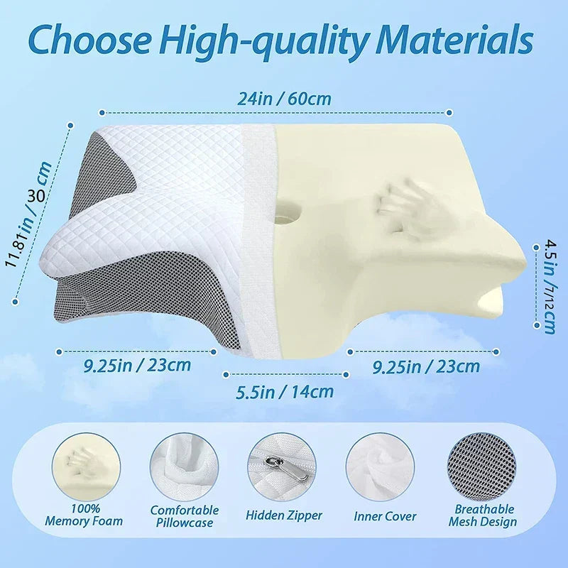 Kalsten | Memory Foam Cervical Pillow | Ergonomic 2-in-1 Design for Neck Pain Relief & Comfortable Sleep