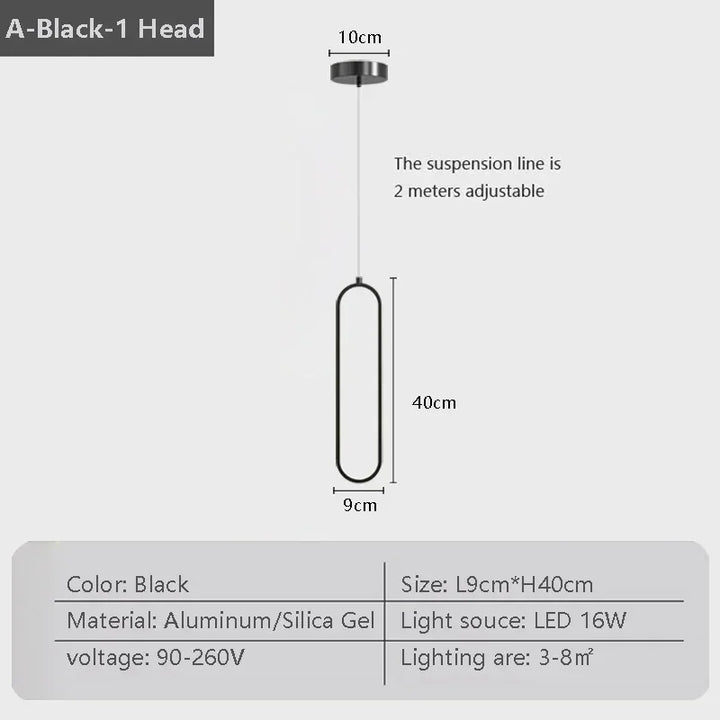 Modern LED Pendant Light – Black and Gold Hanging Lamp for Bedroom, Living Room, and Dining Room – Stylish Indoor Ceiling Light Fixture | Kalsten