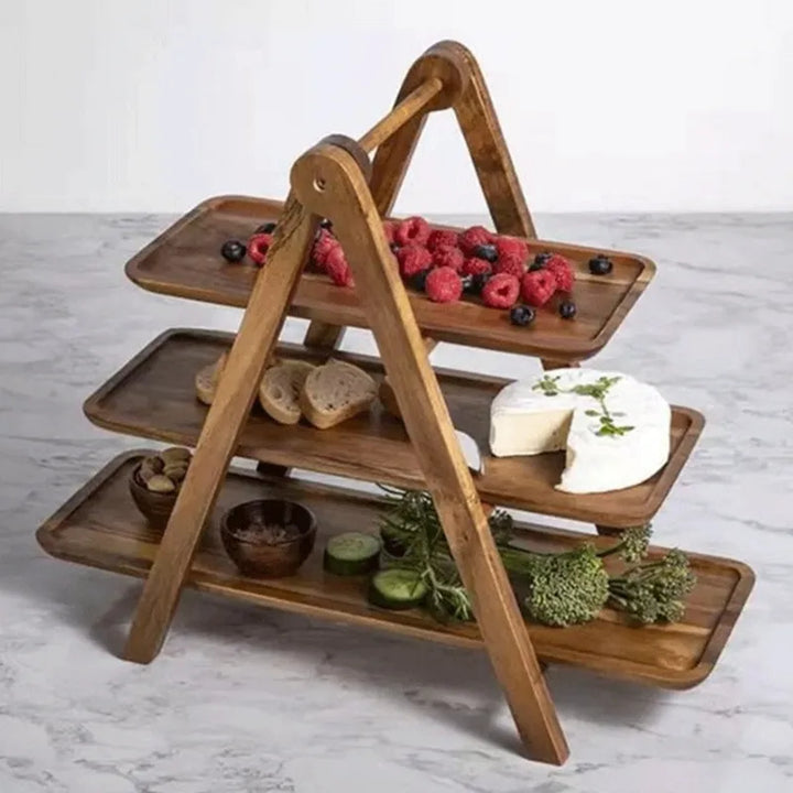 3-Tier Wooden Cake Stand – Farmhouse Serving Platter