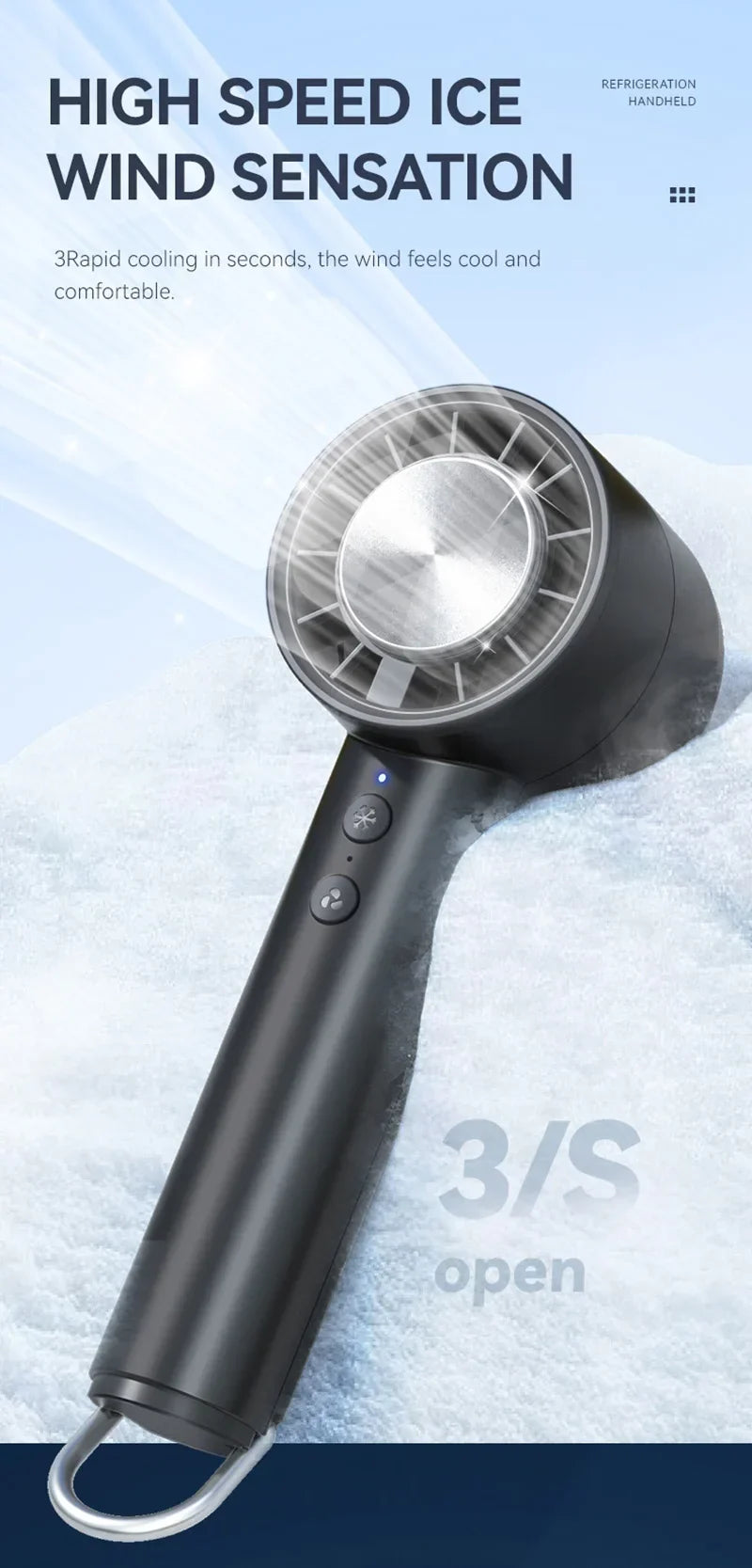 Silent High-Speed USB Handheld Fan – Portable Small Fan with LED Display, High Wind Power, and Cooling Air Conditioner Function | Kalsten