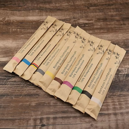 BowLift | Eco-Friendly Bamboo Toothbrush Set – 10 Pack Soft Bristle Brushes for Adults