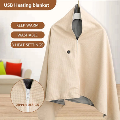 Sandsberg USB Heated Blanket | Cordless Travel Warming Blanket with 8 Zones, 3 Levels and Fleece