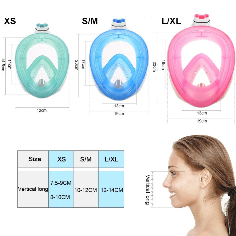 Kalsten | Oceavue Snorkel Mask | 180° Full Face | Anti-Fog & Leak Proof | For Kids & Adults