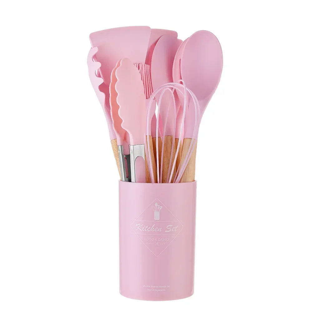 ChefEase – 12-piece Silicone Cooking Utensils Set with Wooden Handles | Kalsten