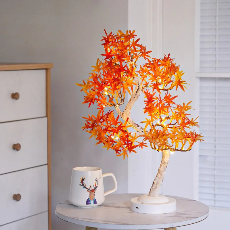 LED Maple Leaf Bonsai Tree Night Light – Decorative Table Lamp for Living Room and Bedroom | Kalsten