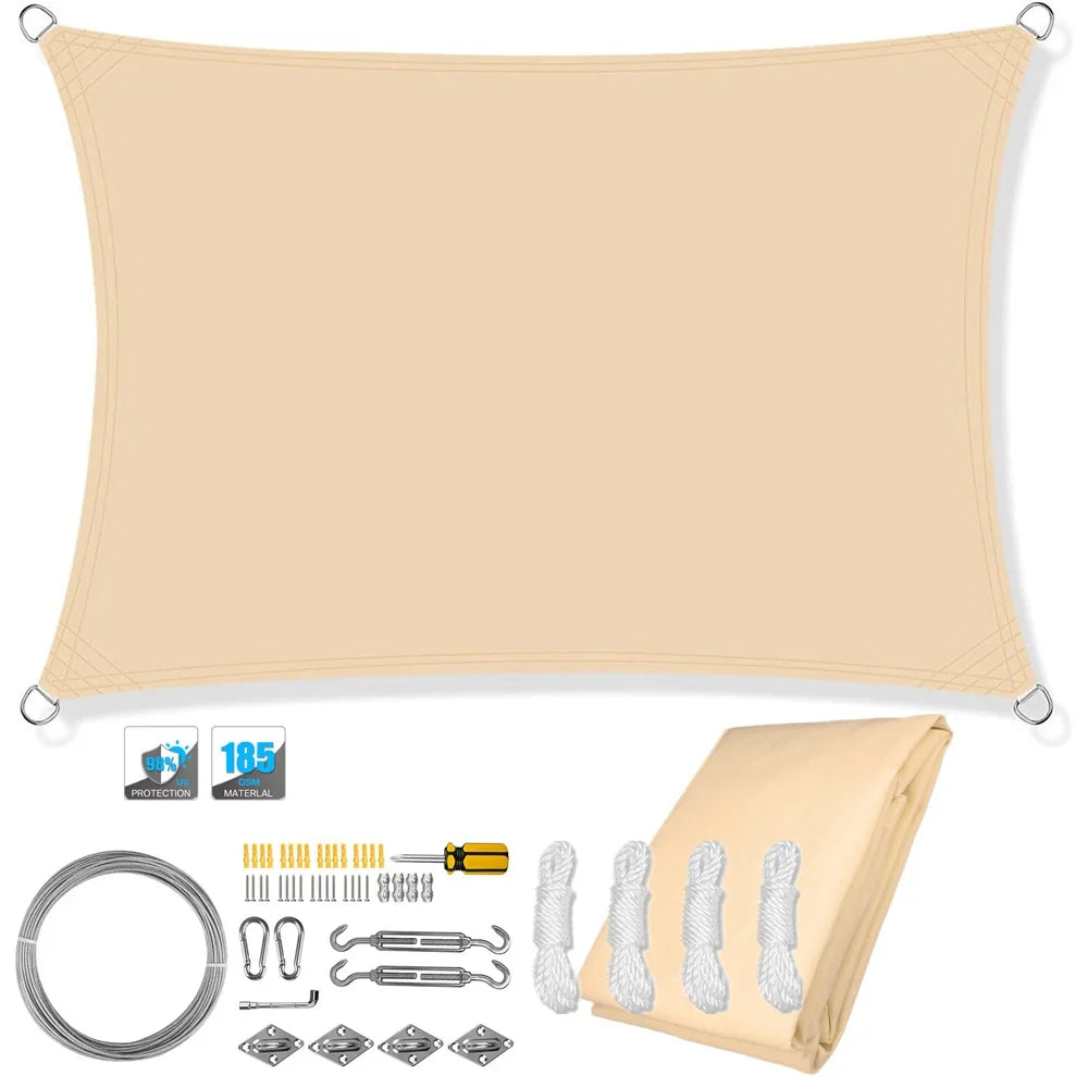 Kalsten | Waterproof Rectangular Sun Shade Sail with UV Protection & Mounting Kits – ShadeGuard