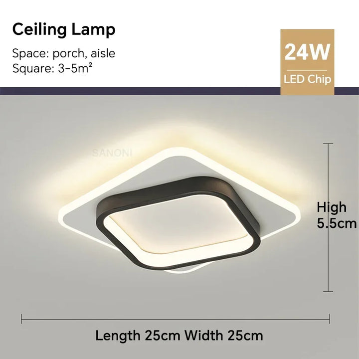 Modern LED Ceiling Lamp - Square Ceiling Light Fixture for Living Room, Stair, Aisle, and More | Kalsten