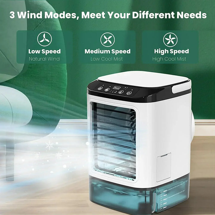 Air Conditioner Portable Fan Desktop Dual Spray Ultrasonic Atomization 3-Speed Mute Air Cooler Night Light Electric Fan for Home | Kalsten
