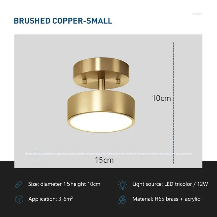 Modern LED Ceiling Light – Nordic Copper Design for Bedroom, Living Room, Dining Room, and Corridor | Kalsten