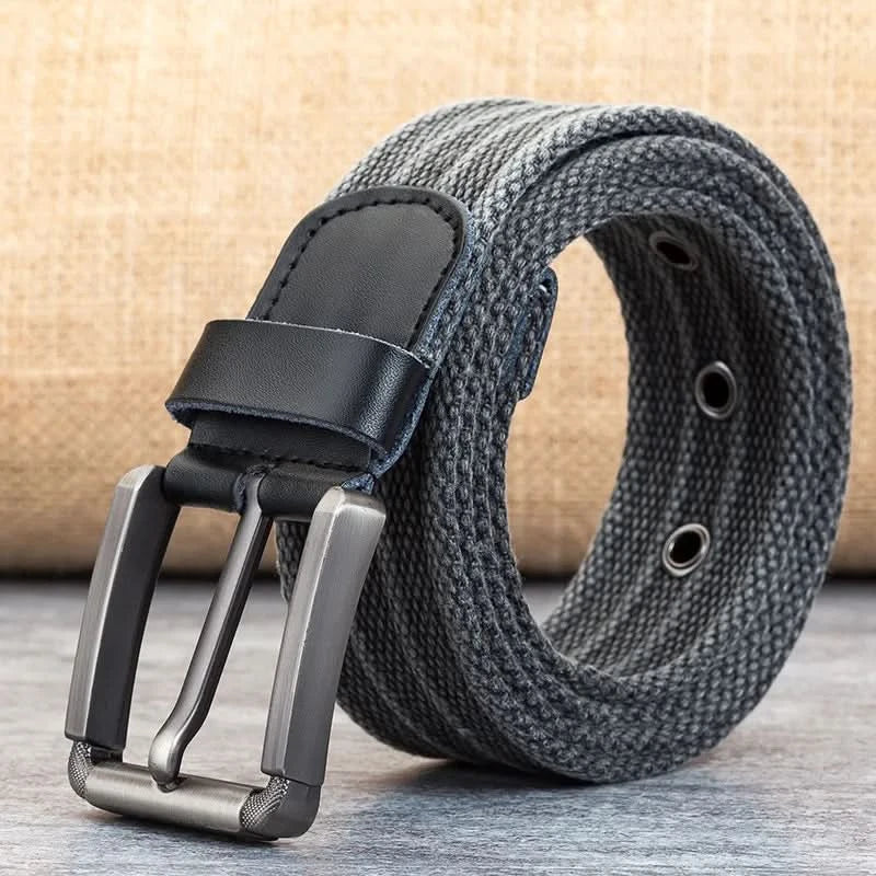 Kalsten | Men’s Canvas Belt – Adjustable Casual Striped Waistband