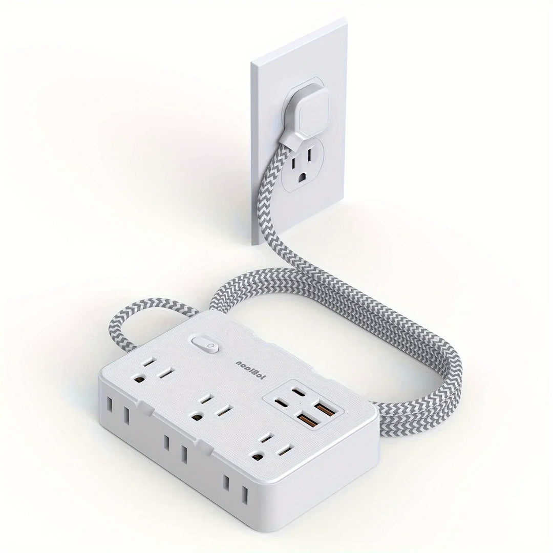 Smart home power strip with USB fast charging function | US plug AC outlet with woven extension cord and network filter | Kalsten