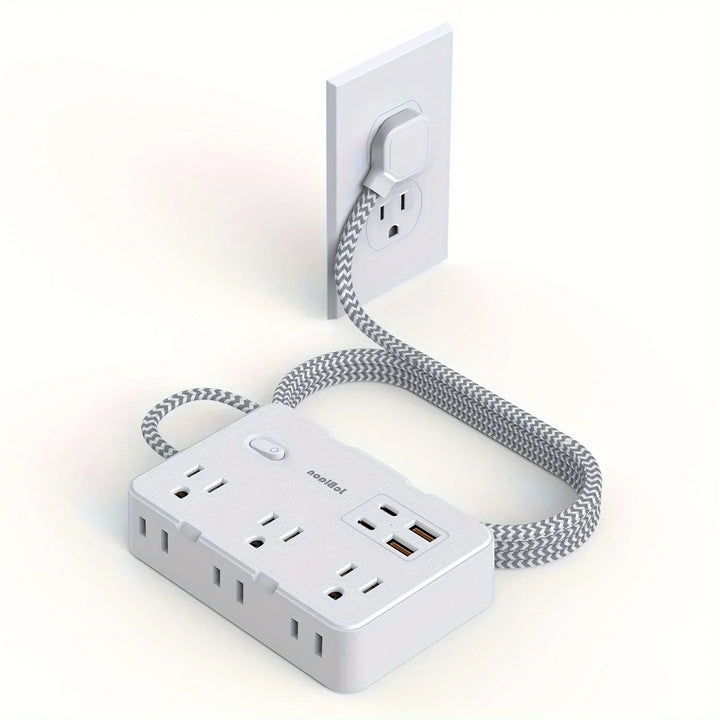 Smart home power strip with USB fast charging function | US plug AC outlet with woven extension cord and network filter | Kalsten