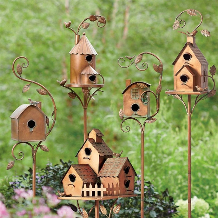 Kalsten | Metal Art Birdhouse on Garden Stake - FeatherNest