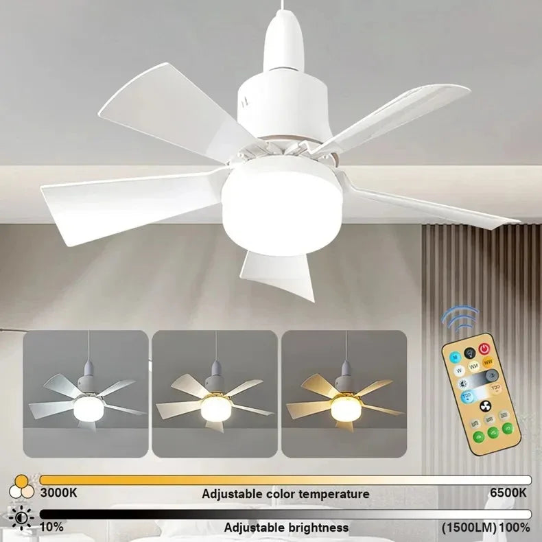 Ceiling Fan LED with Remote Control – Dimmable 30W, E27 Base, Modern Smart Wireless Fan Light for Bedroom and Living Room | Kalsten