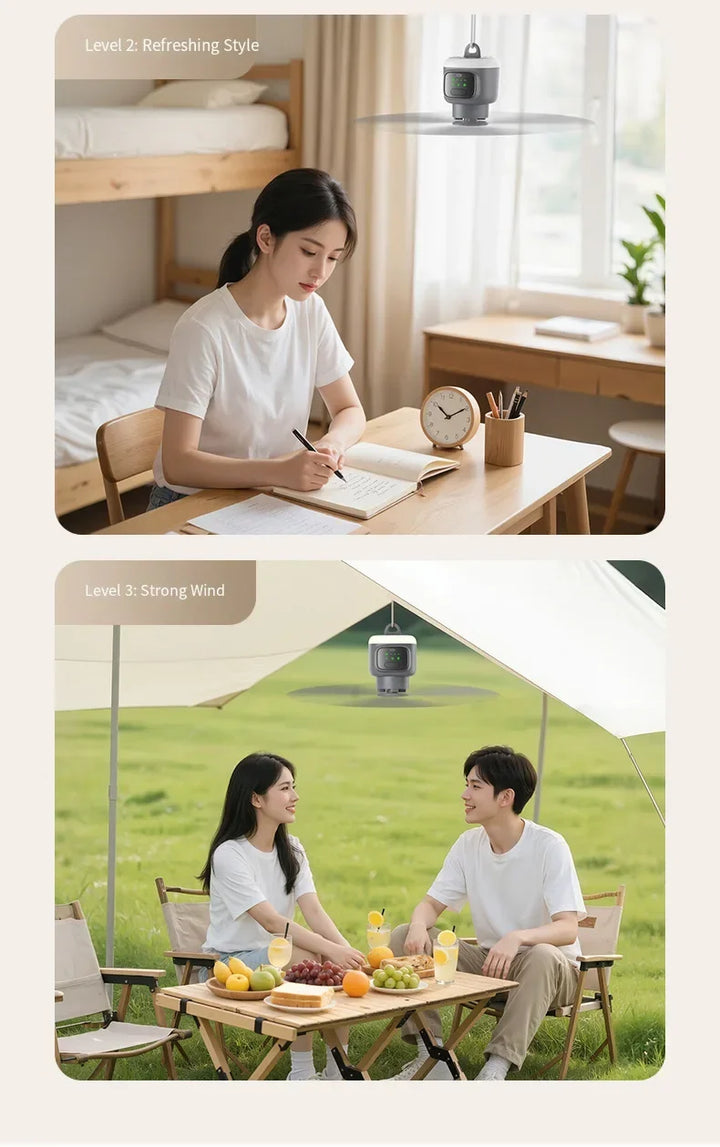 12000mAh Portable Ceiling & Camping Fan – Outdoor Tent Air Circulator and Cooling Ventilator | Kalsten