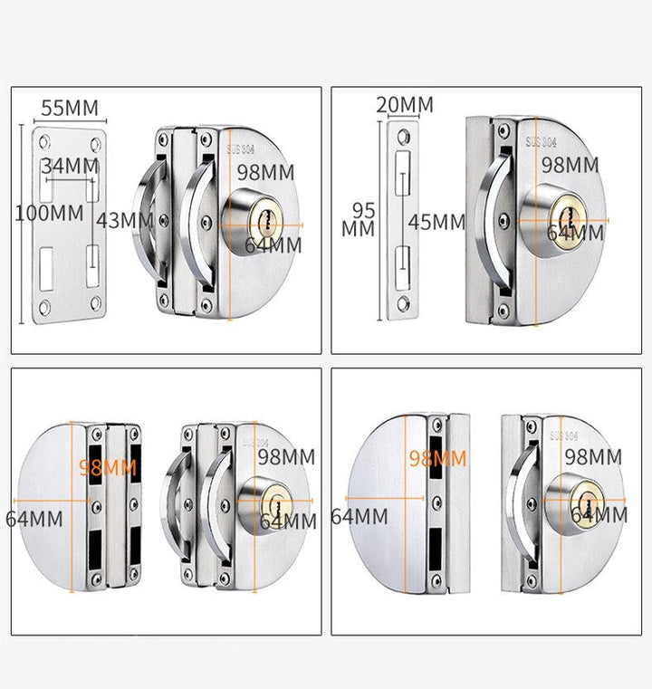 Kalsten | Sliding Door Stainless Steel Safety Glass Door Lock