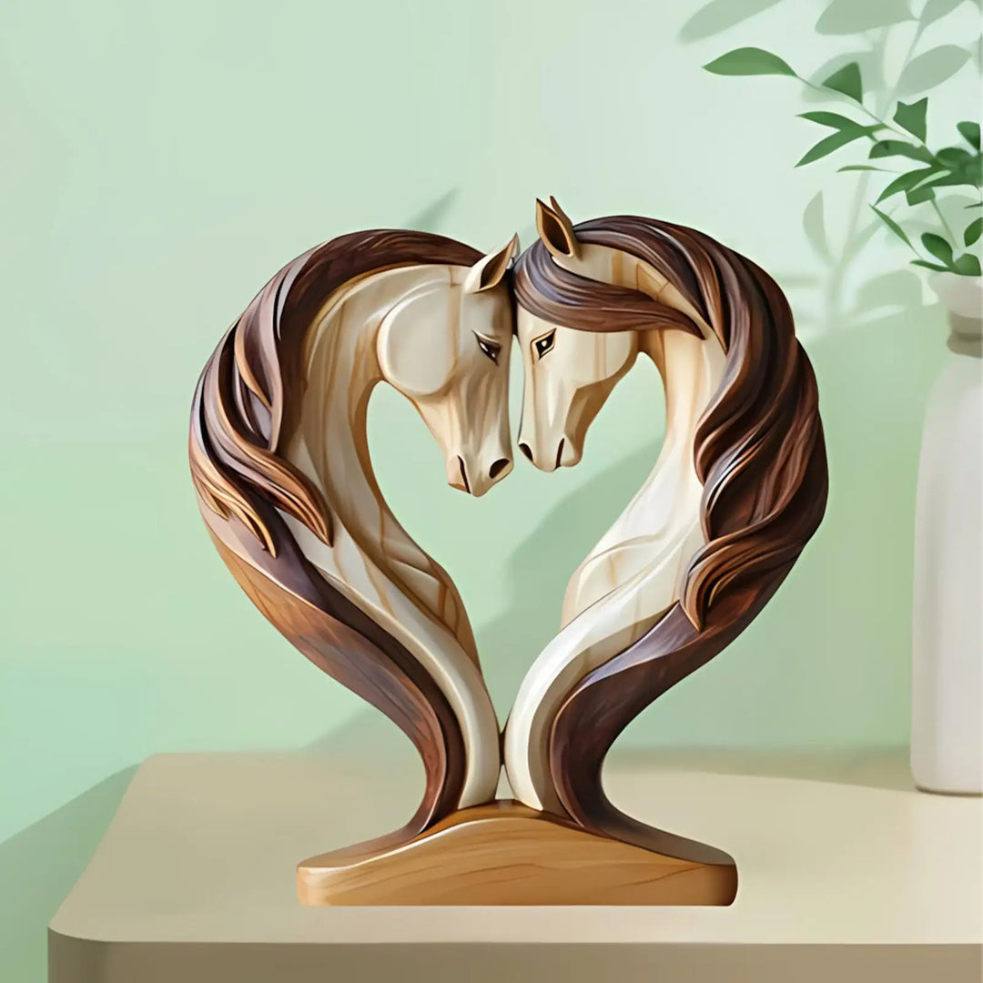 Kalsten | Equora Horse Sculpture | Horse Sculpture Wood | 2D Design in Embrace Pose | Decoration for Living Room, Office & Children's Room