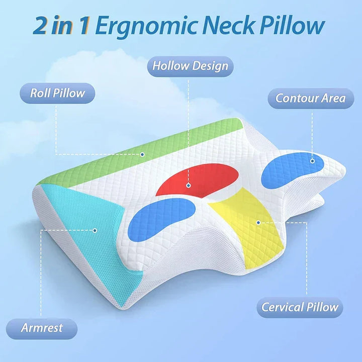 Kalsten | Memory Foam Cervical Pillow | Ergonomic 2-in-1 Design for Neck Pain Relief & Comfortable Sleep