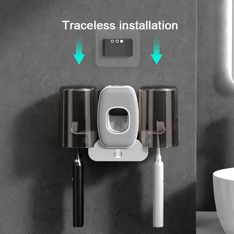 Kalsten | UV Toothbrush Holder PureBrush UV | Sterilization with UV Light | Automatic Toothpaste Dispenser | Wall Mounting Without Drilling