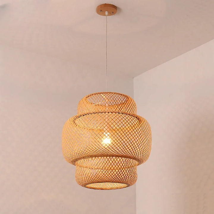 Classic Bamboo Lustre Chandelier - Handmade Rattan Pendant Light Fixture | Kalsten